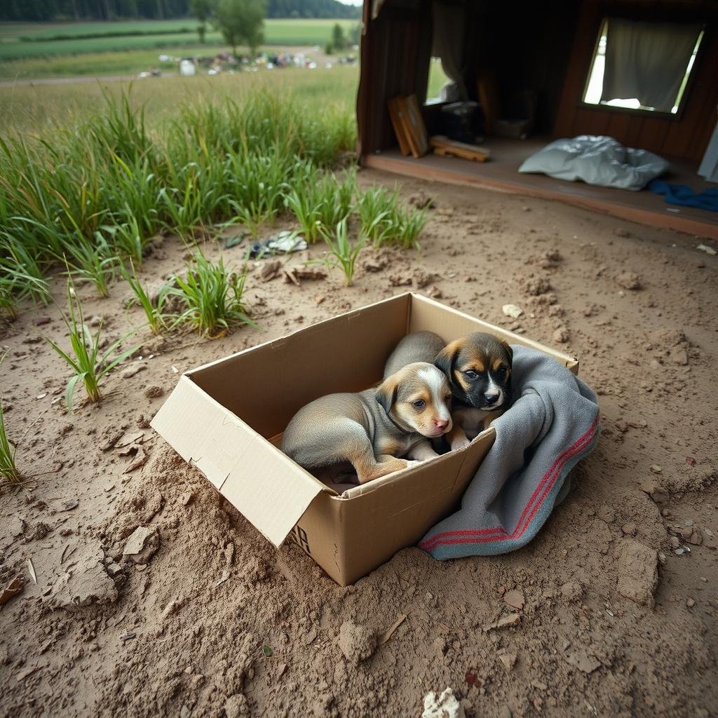 She Spotted A Moving Box In The Rain And Saved Two Puppies